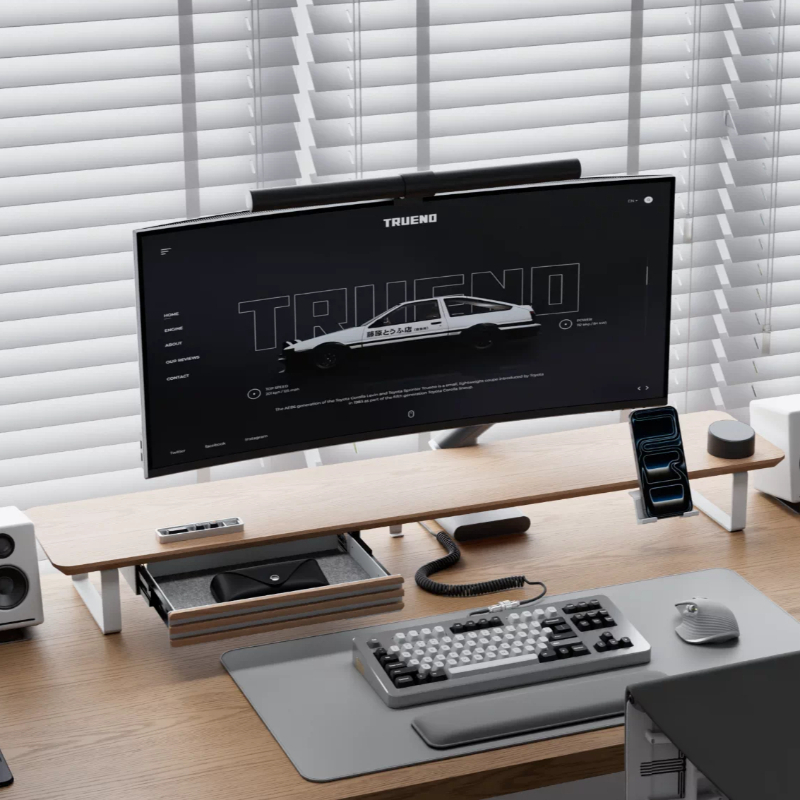 Setup Desk Monitor - 모듈형 모니터 받침대 오크 원목 데스크탑