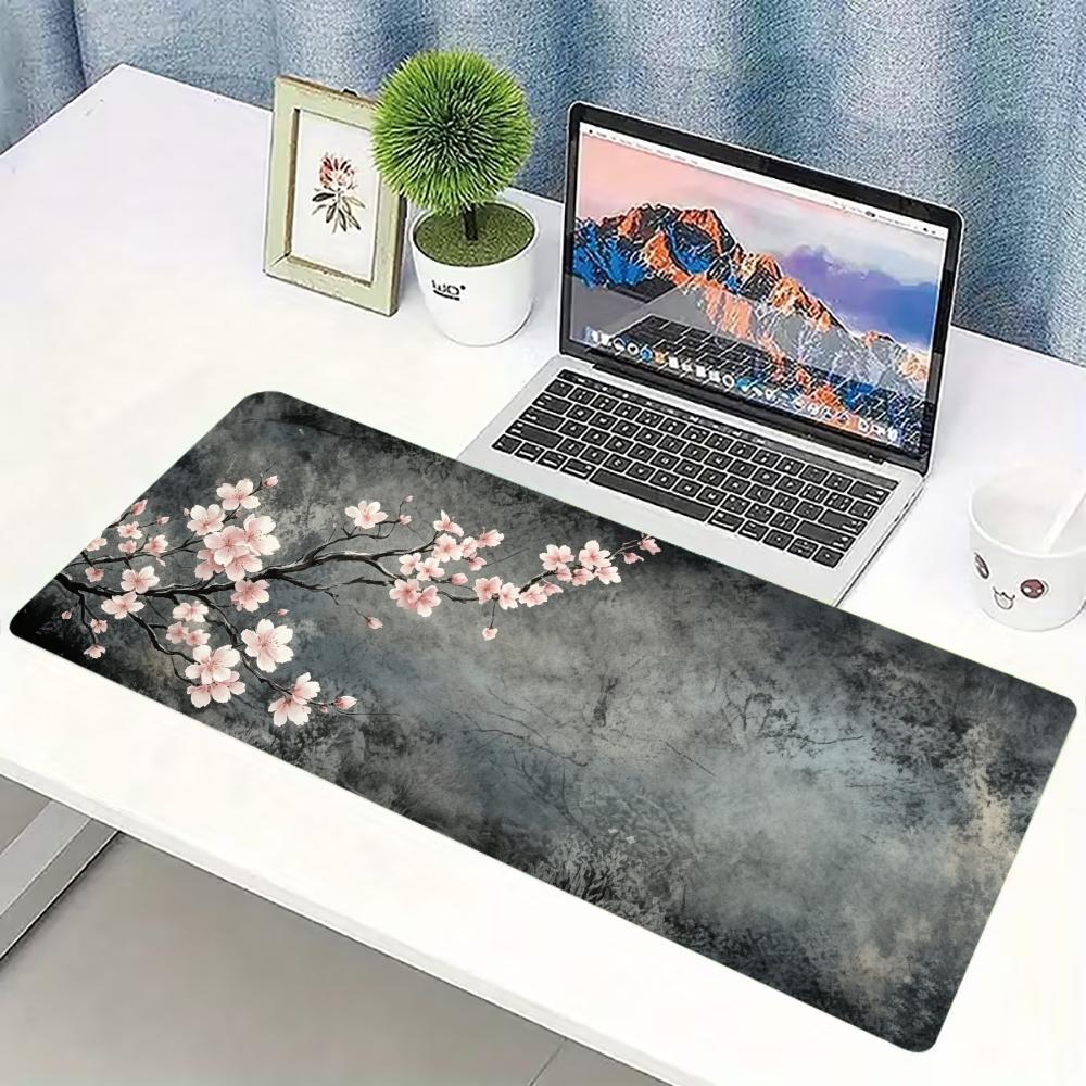 Desk Setup Pc And Laptop - 매화 잉크 아트 확장형 데스크 매트