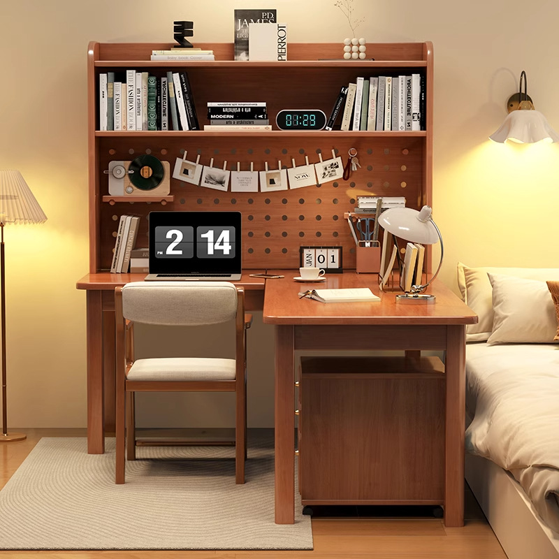 Desk Setup L Shaped - 현대적인 7자형 L자형 원목 코너 책상,
