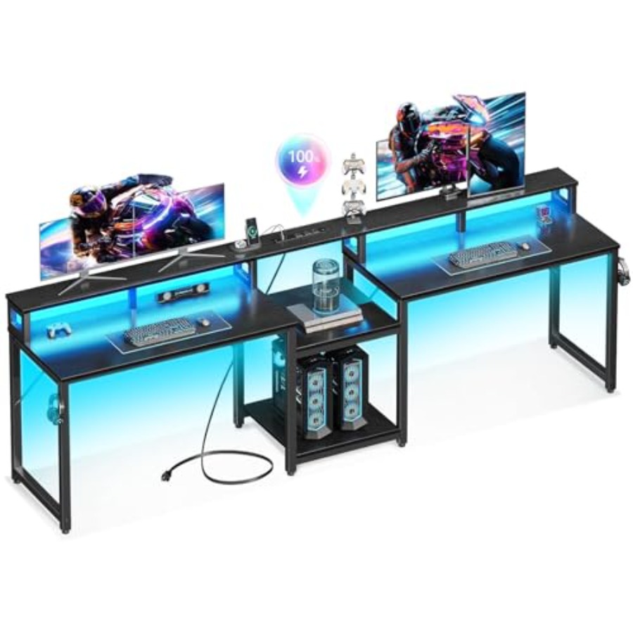 2인용 게이밍 데스크, 길이 98인치, LED 조명,  - Desk Setup L Shaped 리뷰 및 가격