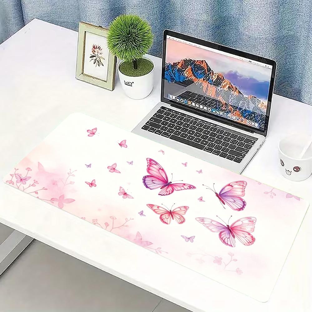 수채화 핑크 나비 대형 게이밍 마우스 패드 미끄럼 방지 - Desk Setup Pc And Laptop 리뷰 및 가격