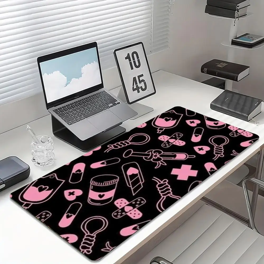 귀여운 핑크색 의료 패턴 게이밍 마우스 패드, 미끄럼  - Desk Setup Pc And Laptop 리뷰 및 가격