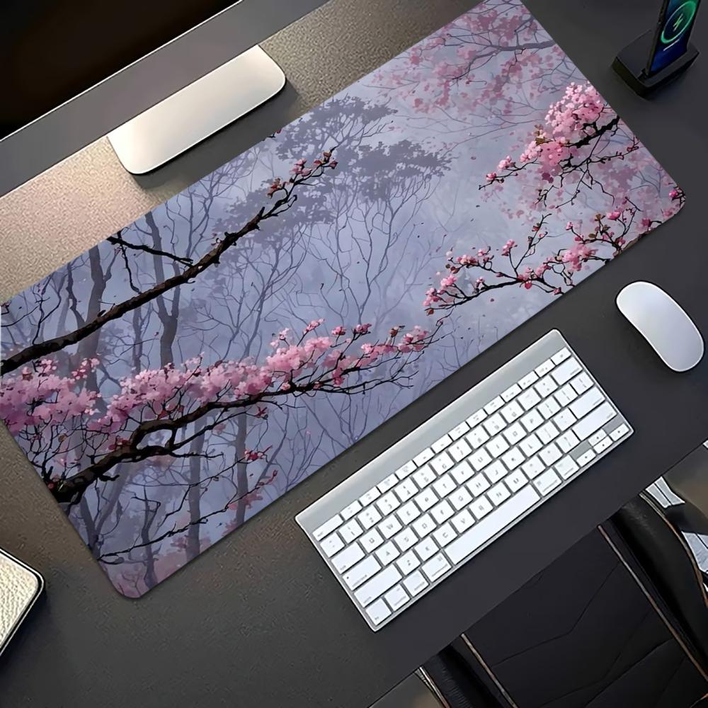 매화 잉크 아트 확장형 데스크 매트 논슬립 고무 스티치 - Desk Setup Pc And Laptop 리뷰 및 가격