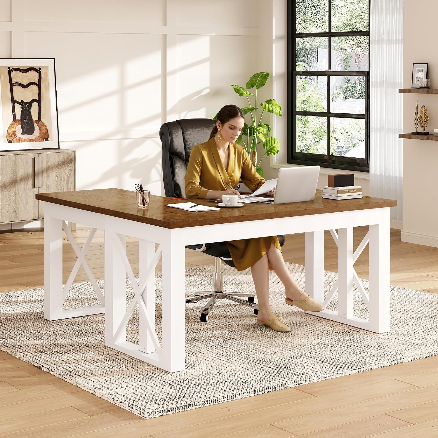 L자형 서서 쓰는 책상(서랍 포함), 55x48인치 홈 - Setup Desk Monitor 리뷰 및 가격