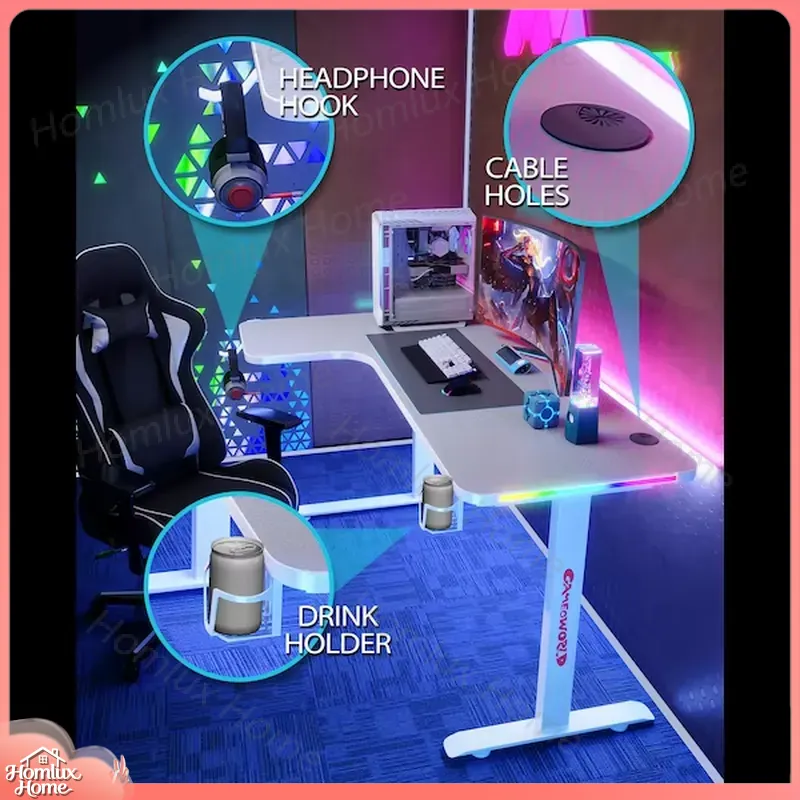 대형 L자형 RGB LED 게이밍 책상 높이 조절 가능 - Desk Setup L Shaped 리뷰 및 가격