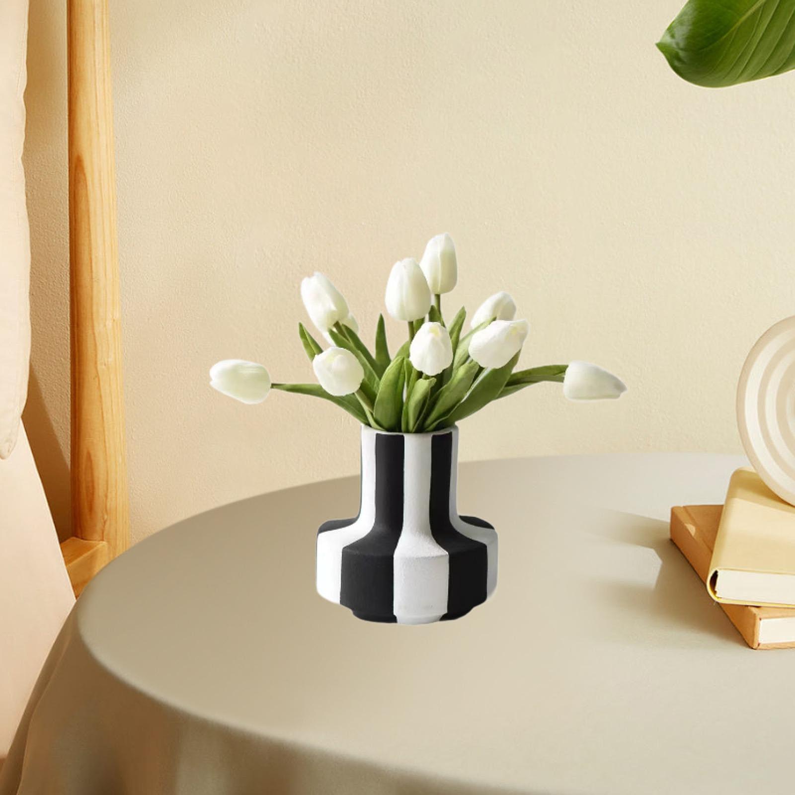 우아한 블랙 화이트 스트라이프 화분, 미니멀리스트 꽃병 - Desk Setup Minimalist 리뷰 및 가격